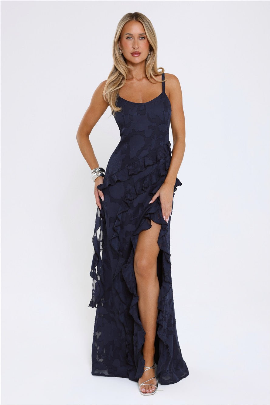 Urban Elegance Long Sleeve Maxi Dress Navy - Image 2