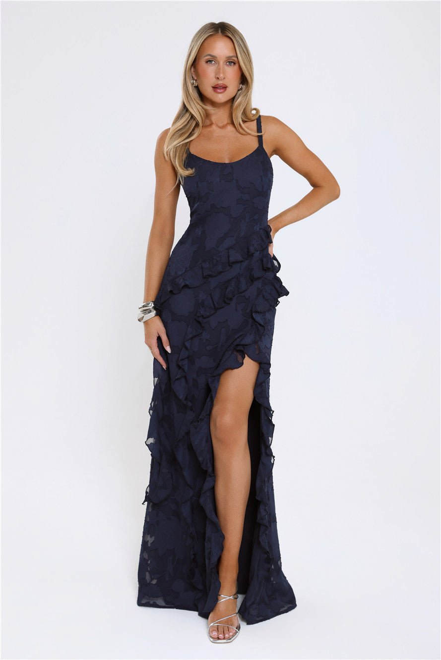 Urban Elegance Long Sleeve Maxi Dress Navy - Image 3