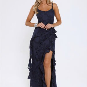 Urban Elegance Long Sleeve Maxi Dress Navy