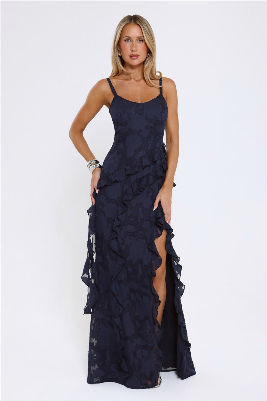 Urban Elegance Long Sleeve Maxi Dress Navy - Image 5