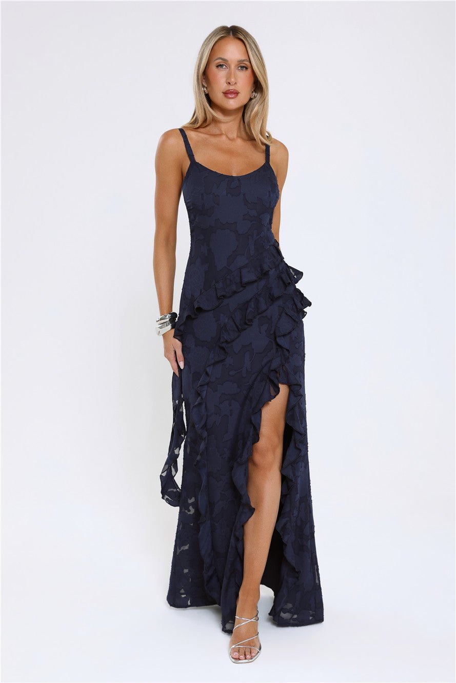 Urban Elegance Long Sleeve Maxi Dress Navy - Image 4