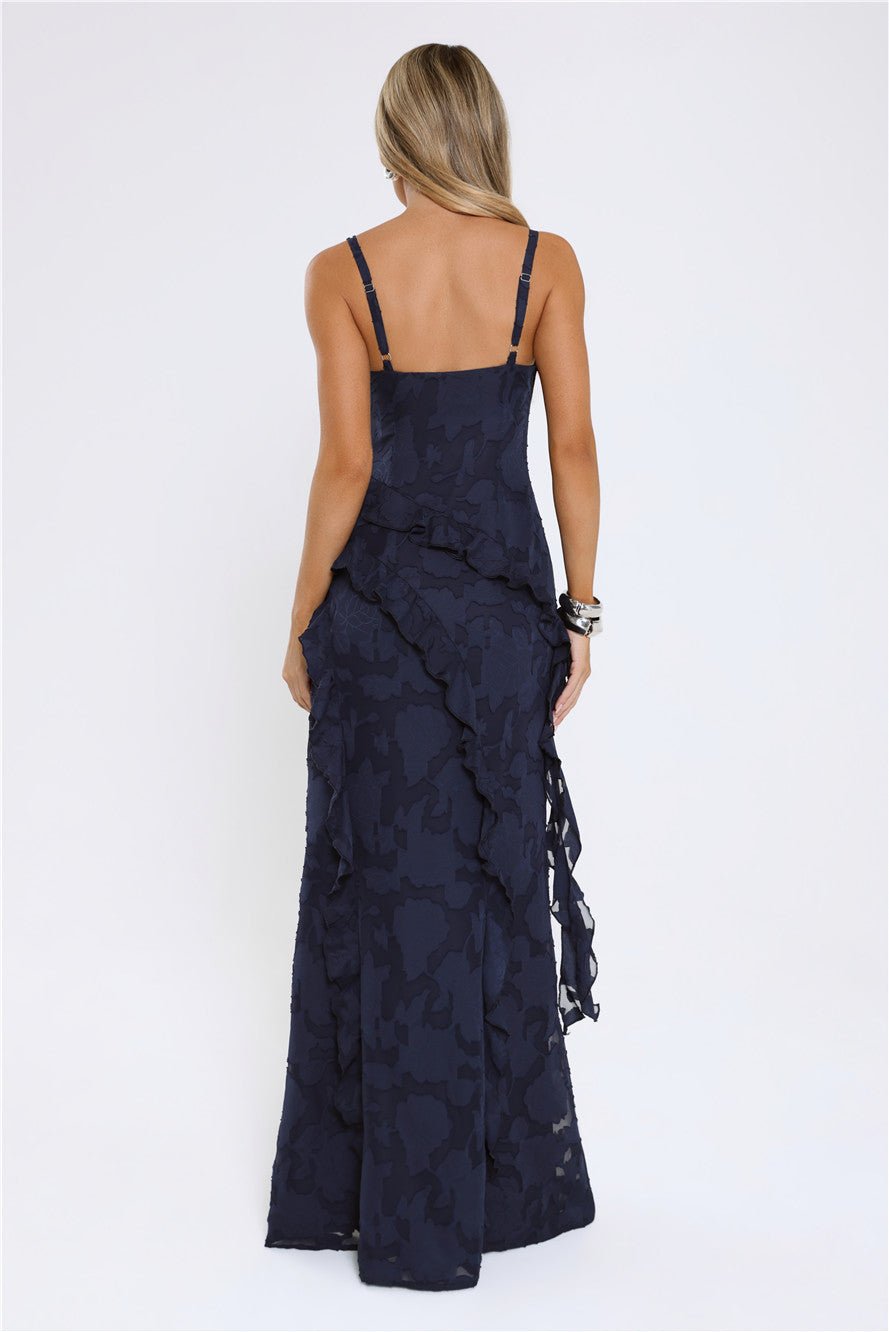Urban Elegance Long Sleeve Maxi Dress Navy - Image 7