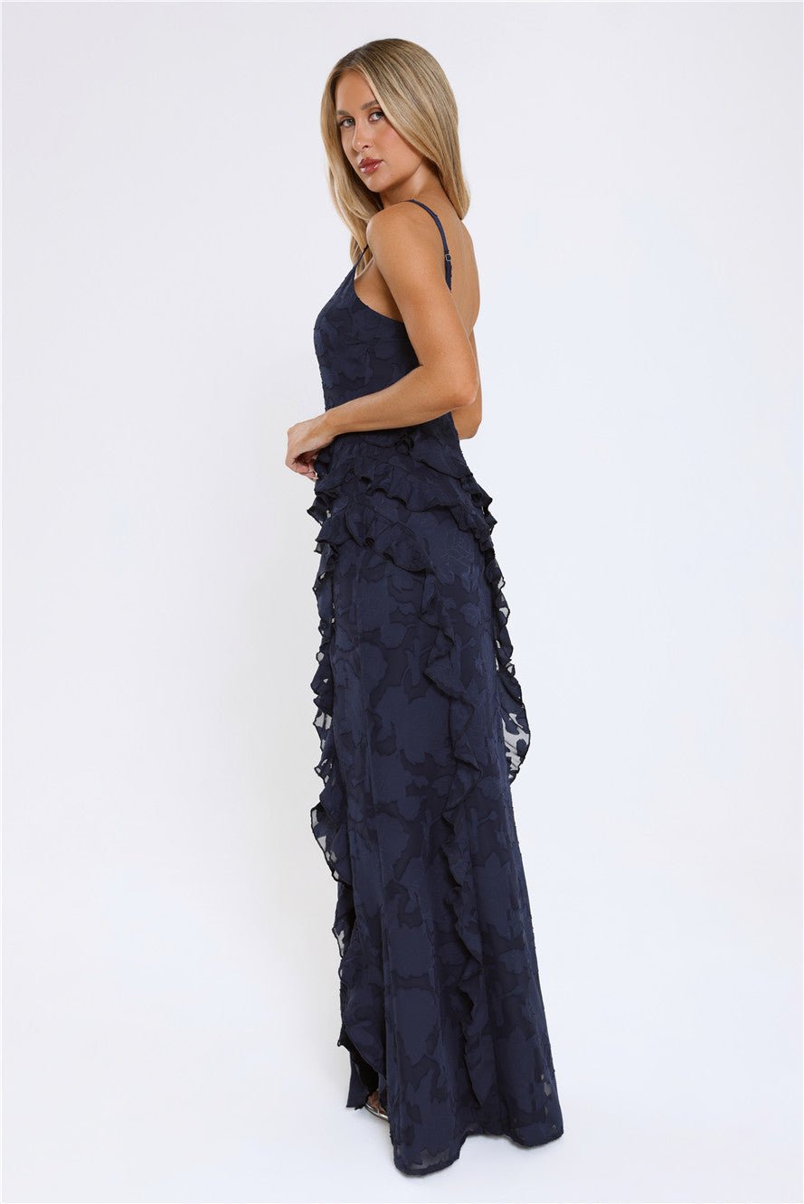 Urban Elegance Long Sleeve Maxi Dress Navy - Image 6