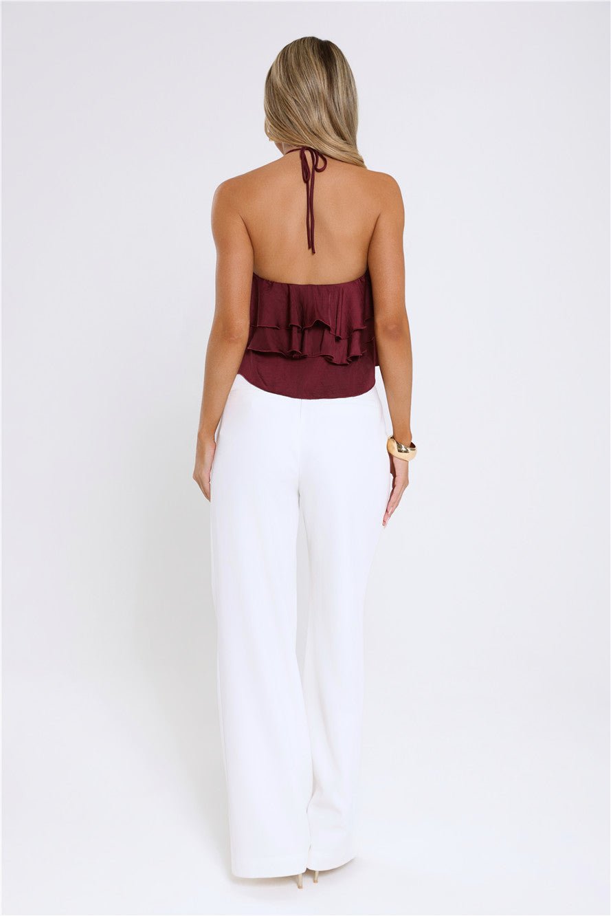 Floral Pop Halter Top Merlot - Image 8
