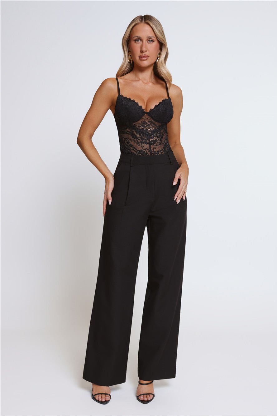 Stylish Structure Tailored Pants Black