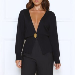 Noir Allure Knit Cardigan Black