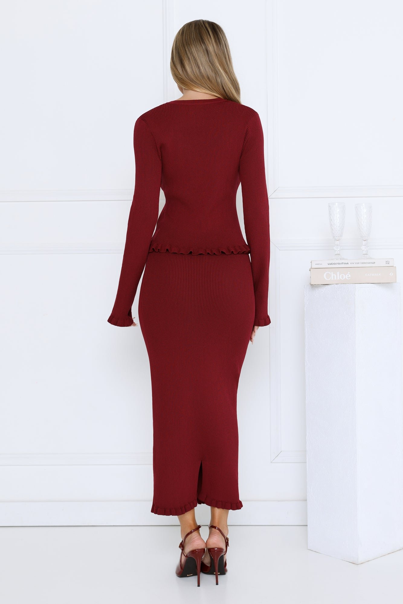 After Dark Charm Long Sleeve Top Burgundy - Image 7