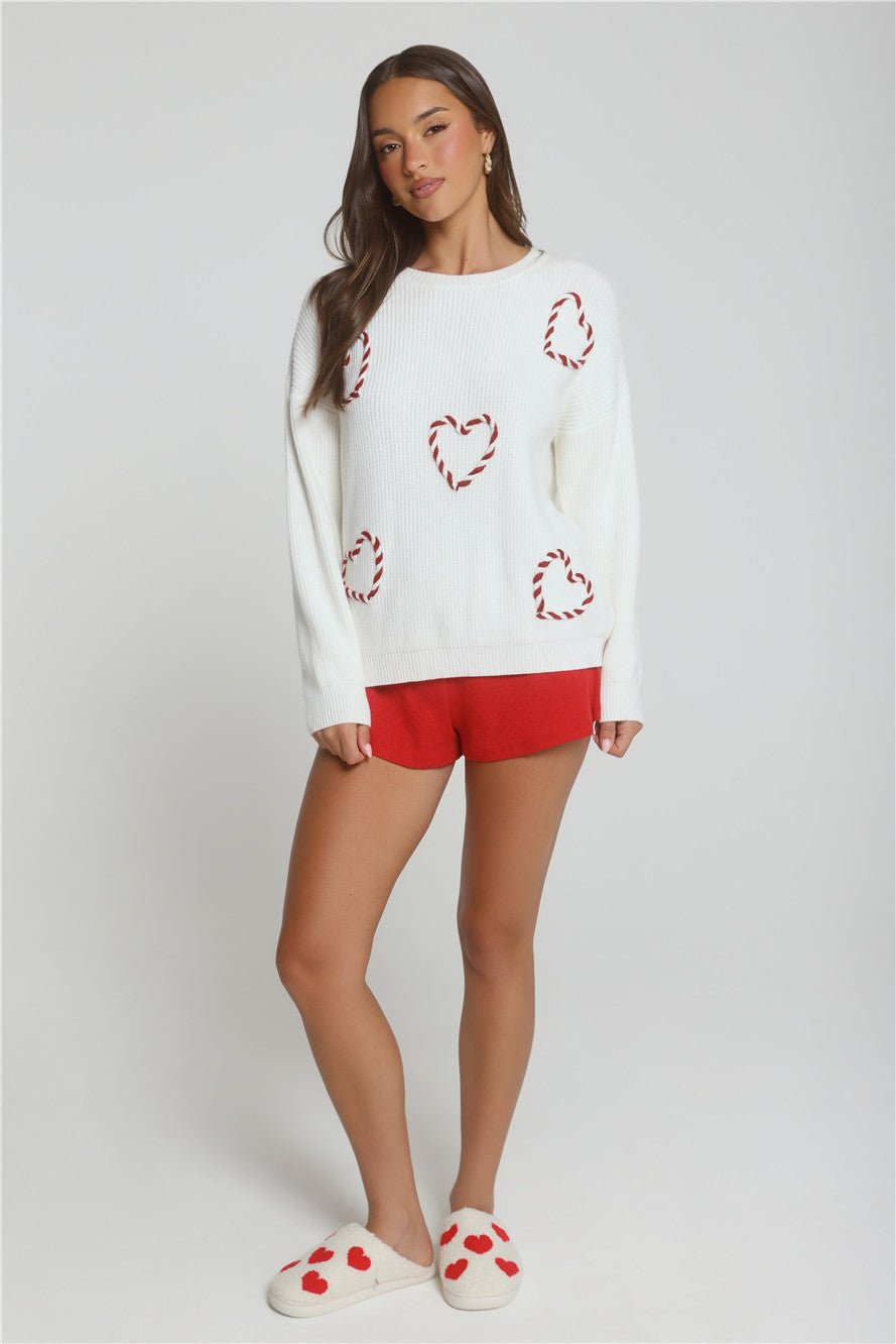 Candy Cane Love Knit Sweater White - Image 2