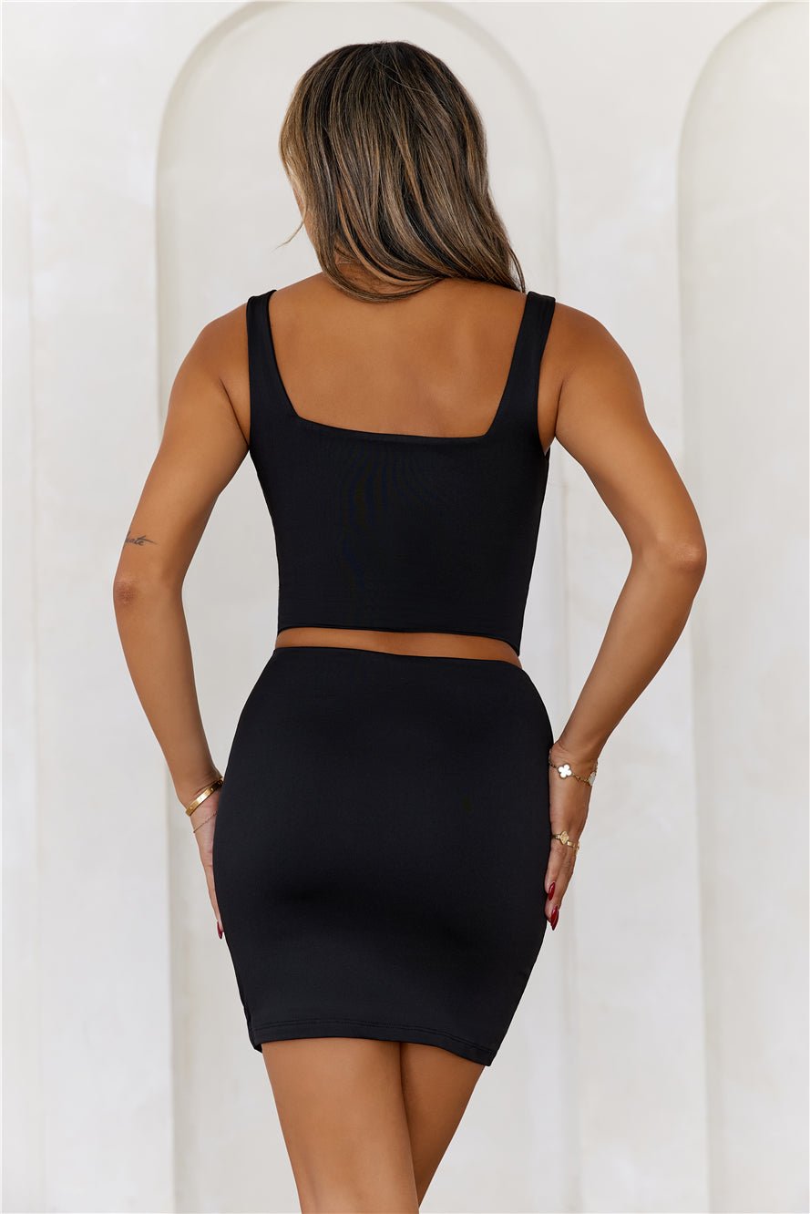 BASE Slinky Bodycon Mini Skirt Black - Image 6