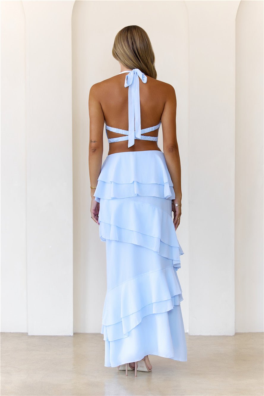 Power Glow Halter Maxi Dress Blue - Image 5