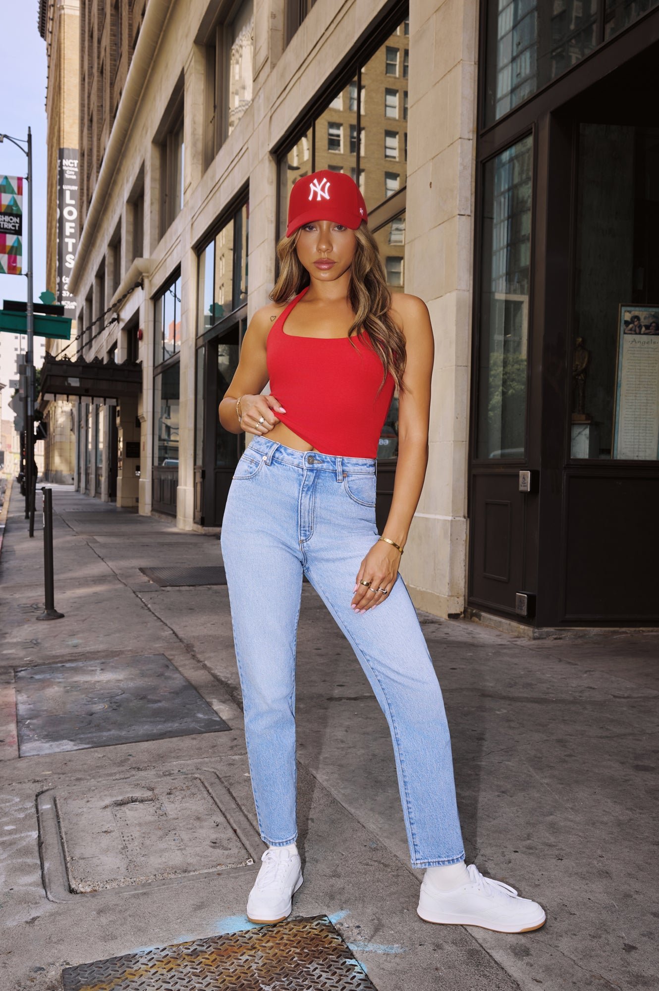 BASE Luxe Rib Simple Silhouette Halter Top Red - Image 3