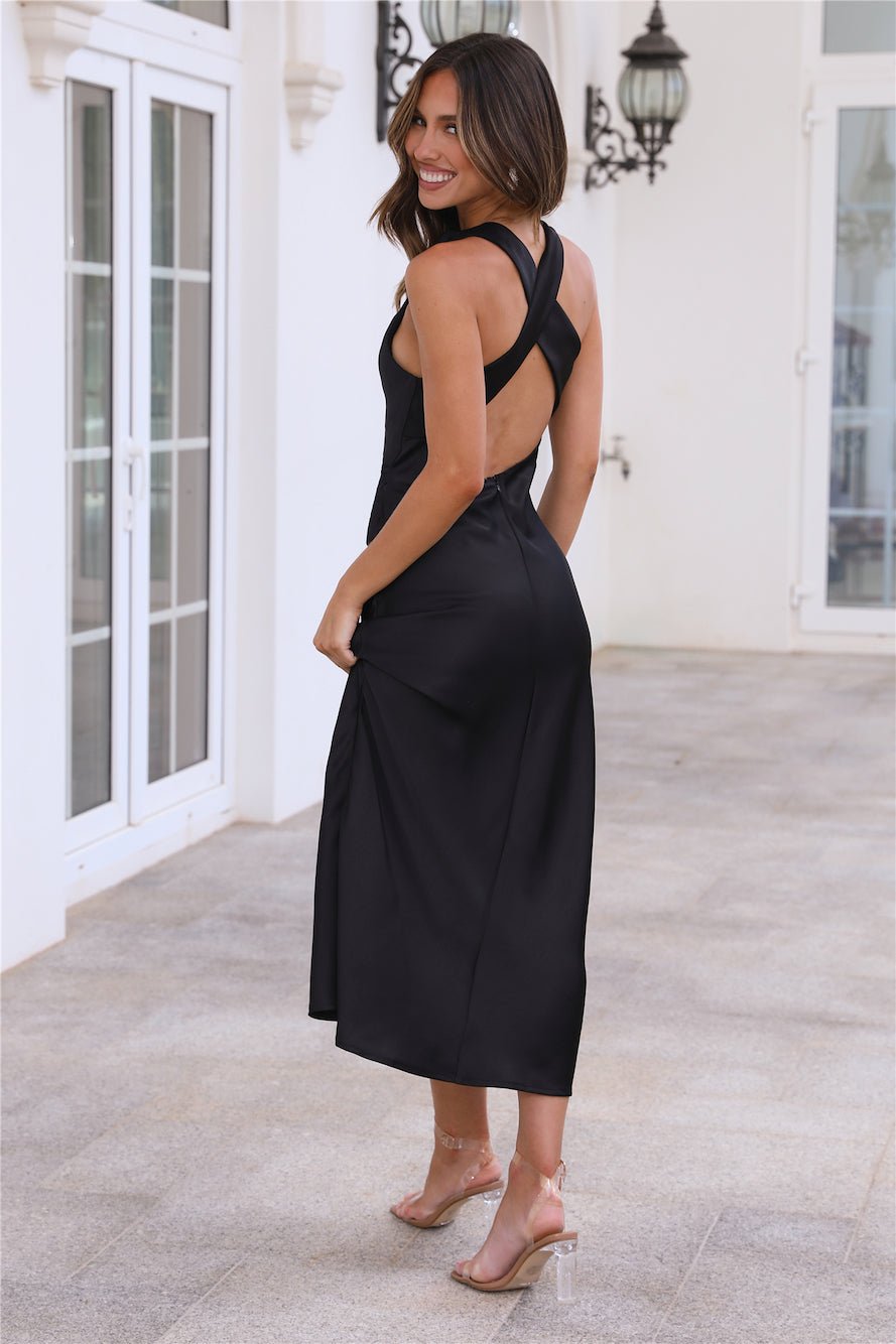 Hot Girl Approved Satin Maxi Dress Black - Image 5