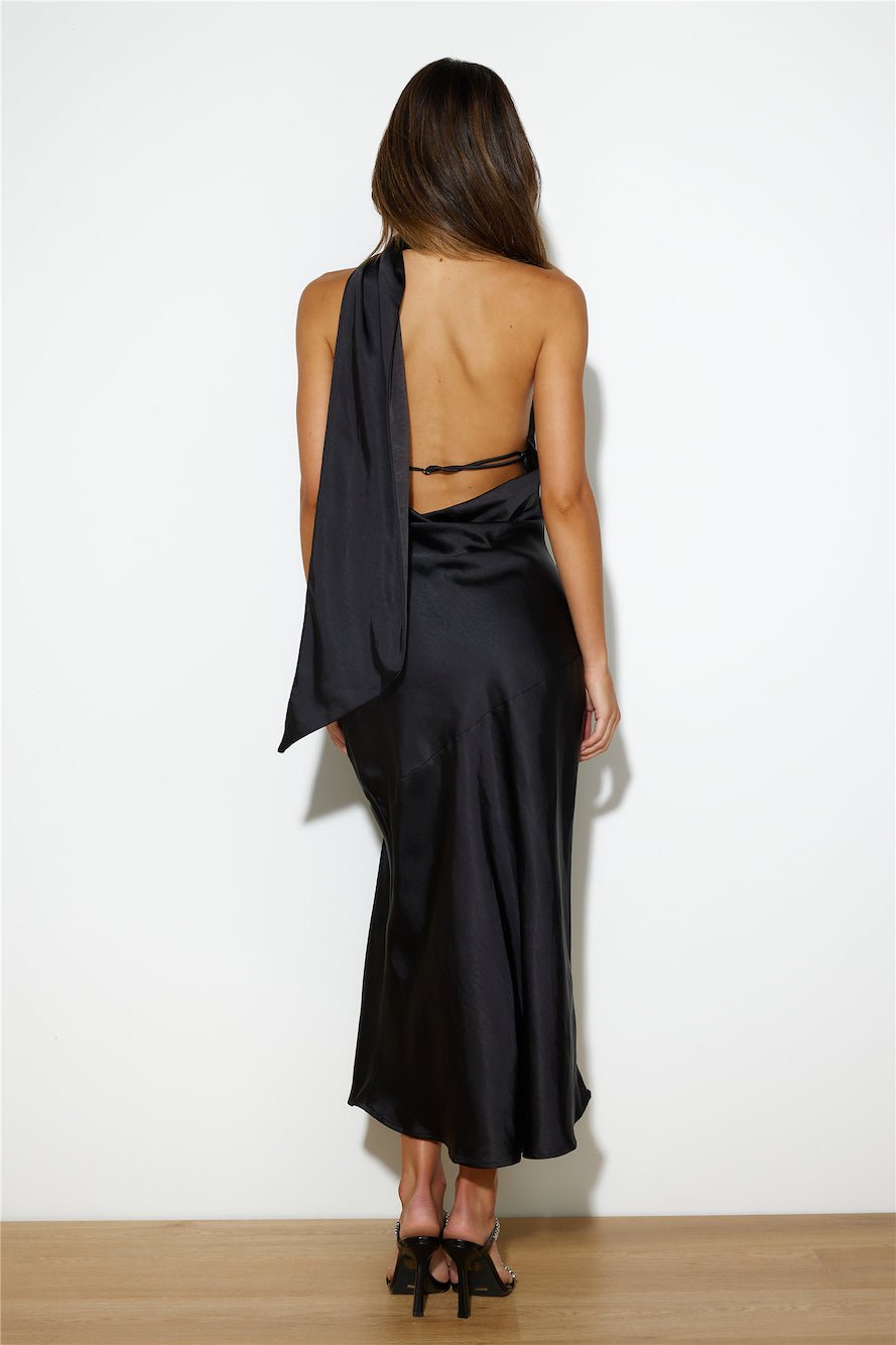 Athenian Satin Maxi Dress Black - Image 13