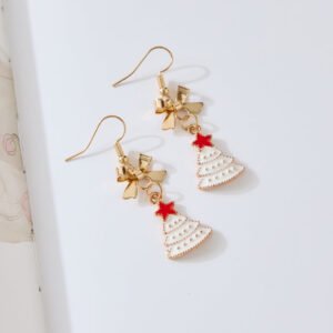 Frosted Christmas Tree Earrings Gold