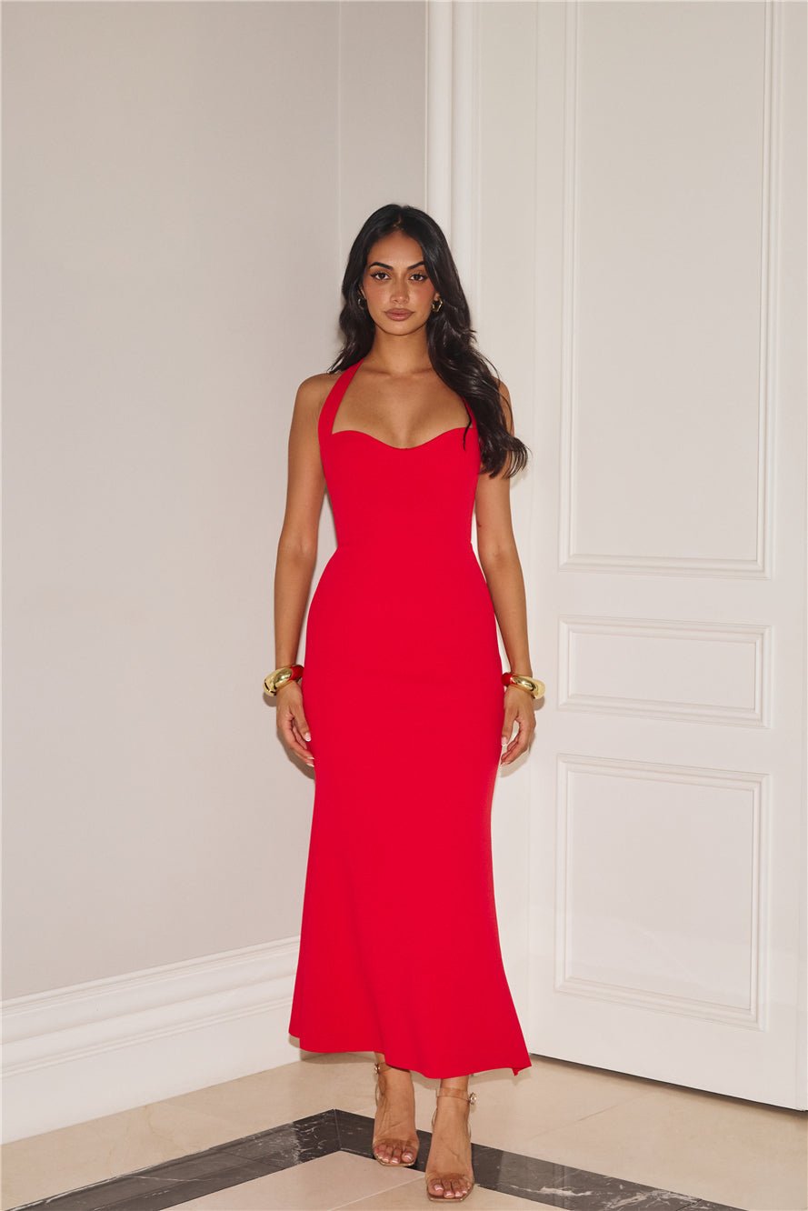 Flickers Of Fantasy Halter Maxi Dress Red - Image 4