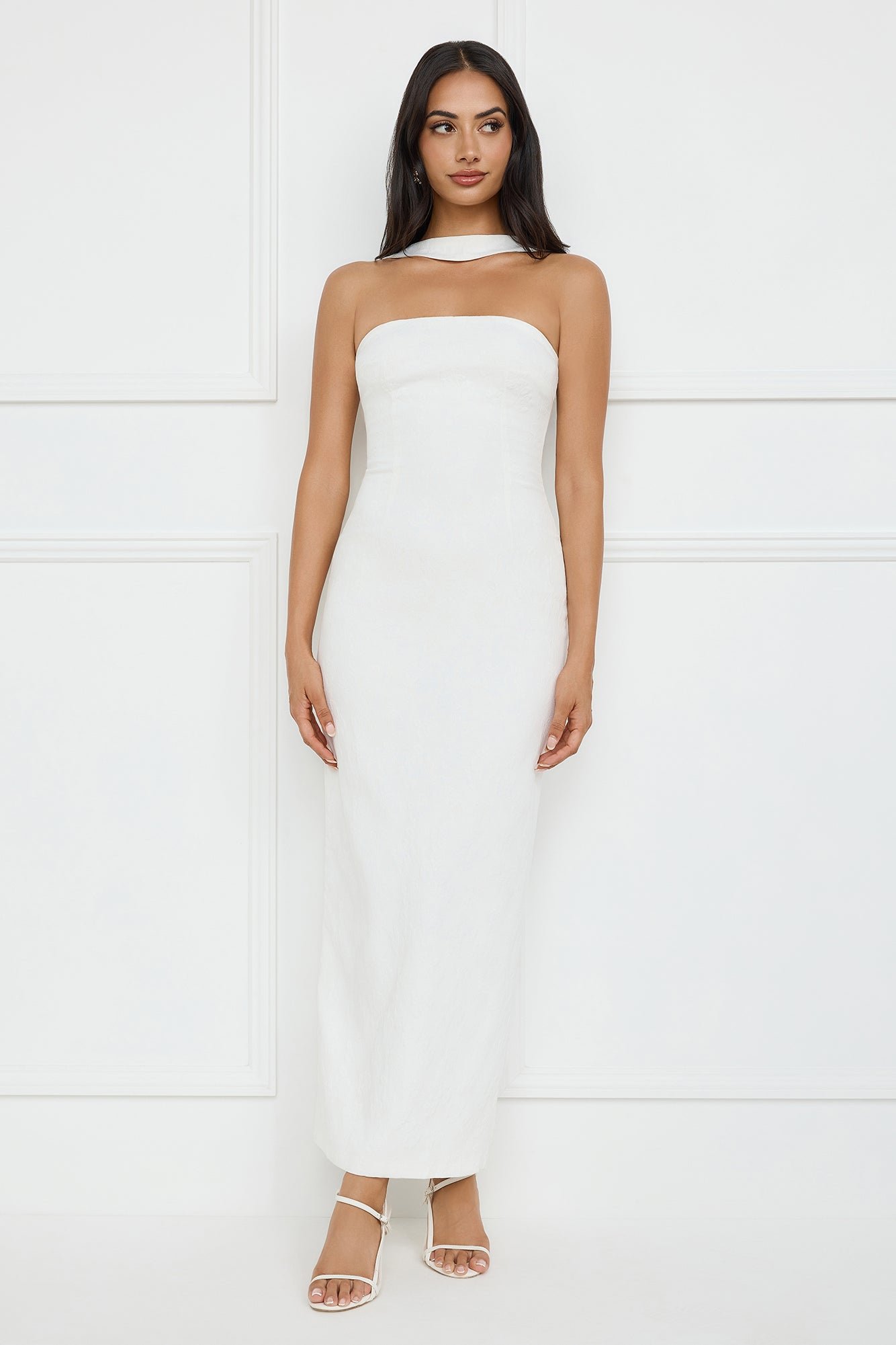 Stylish Fusion Halter Maxi Dress White - Image 4