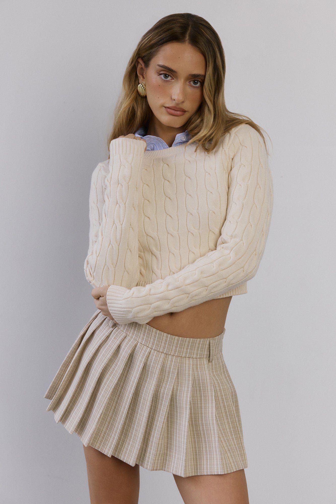 Yacht Club Pleated Mini Skort Beige - Image 3