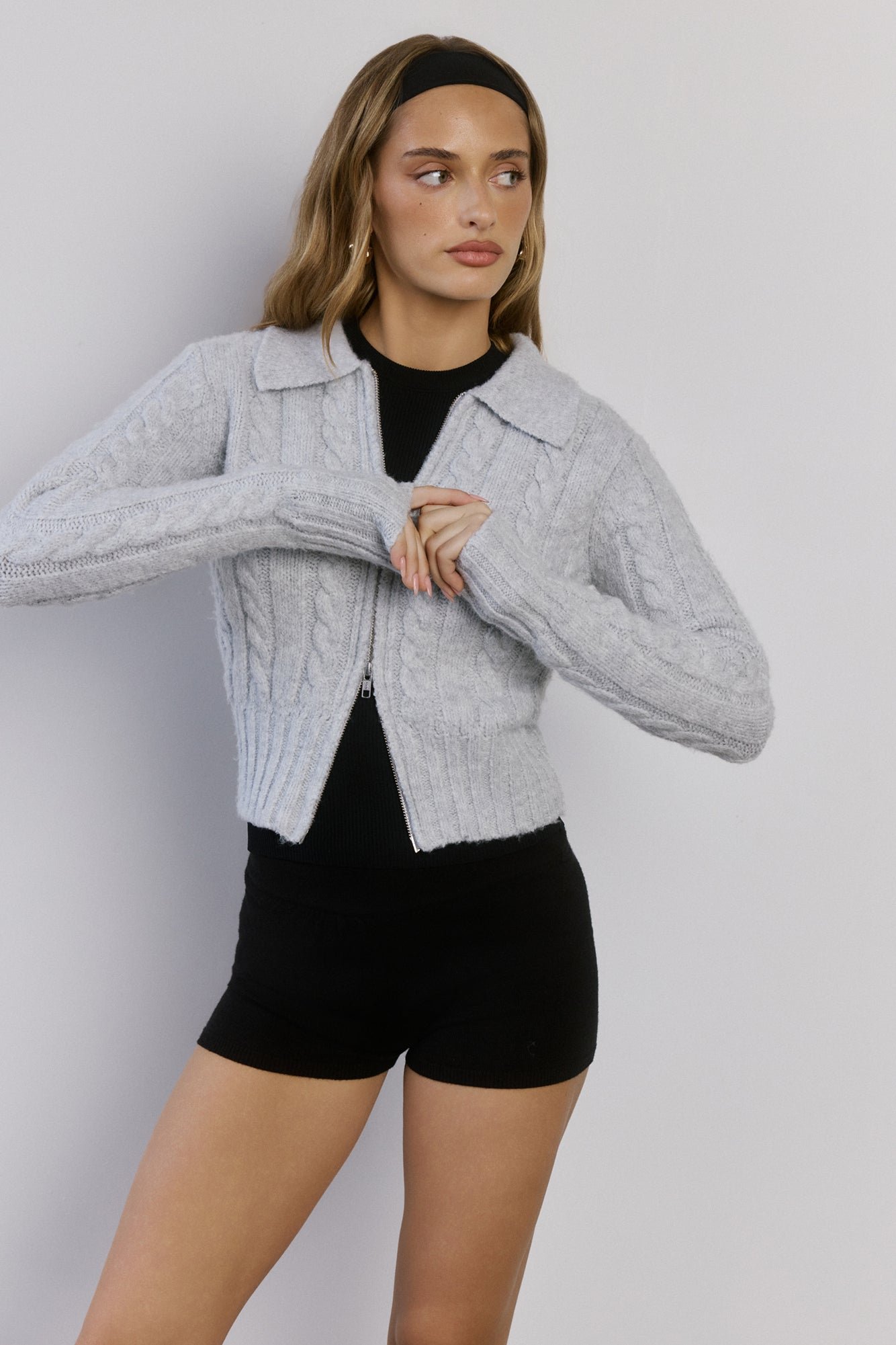 Winter Love Story Cable Knit Cardigan Grey - Image 2