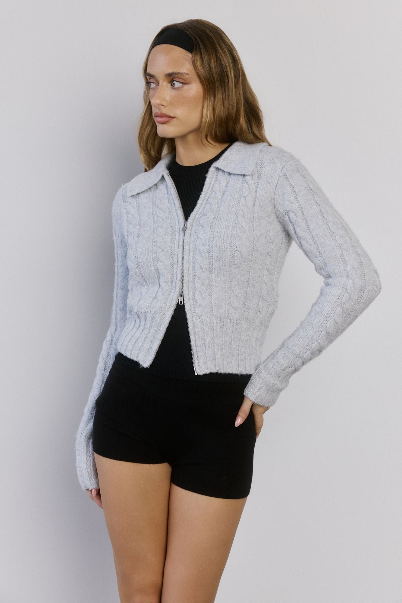 Winter Love Story Cable Knit Cardigan Grey - Image 7