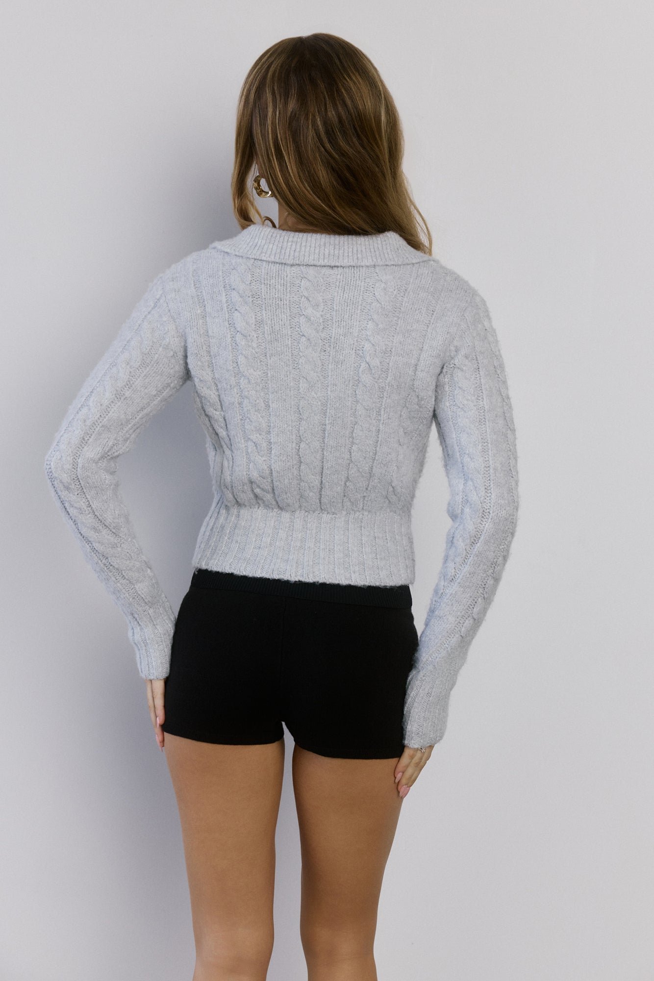 Winter Love Story Cable Knit Cardigan Grey - Image 12