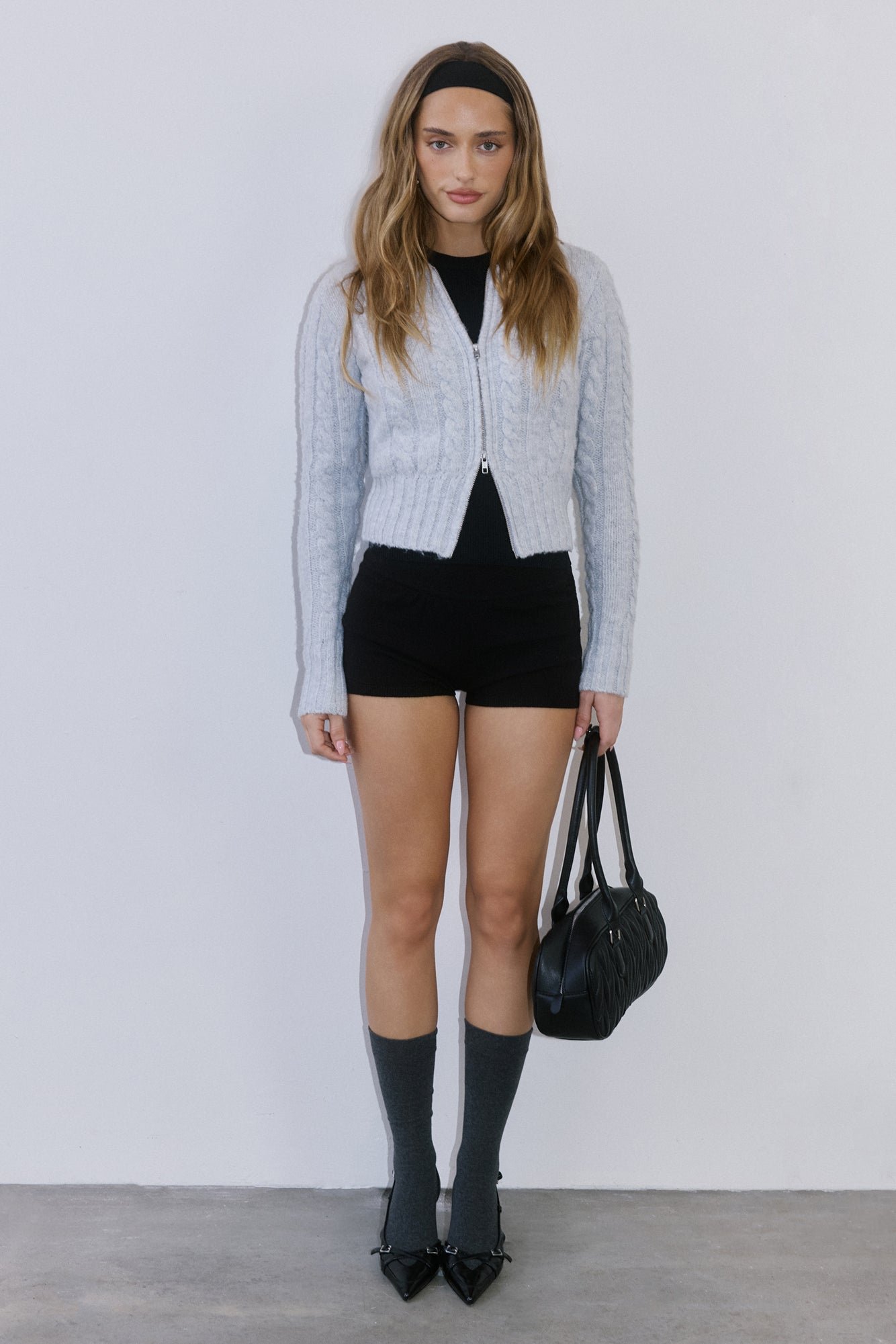 Winter Love Story Cable Knit Cardigan Grey - Image 3