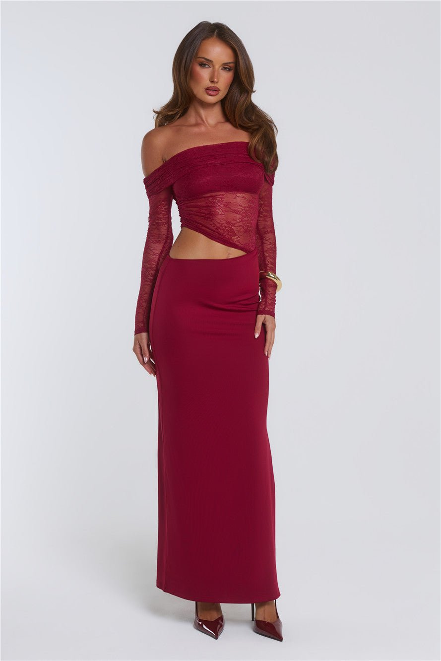 In The Current Strapless Maxi Dress Red - Image 4