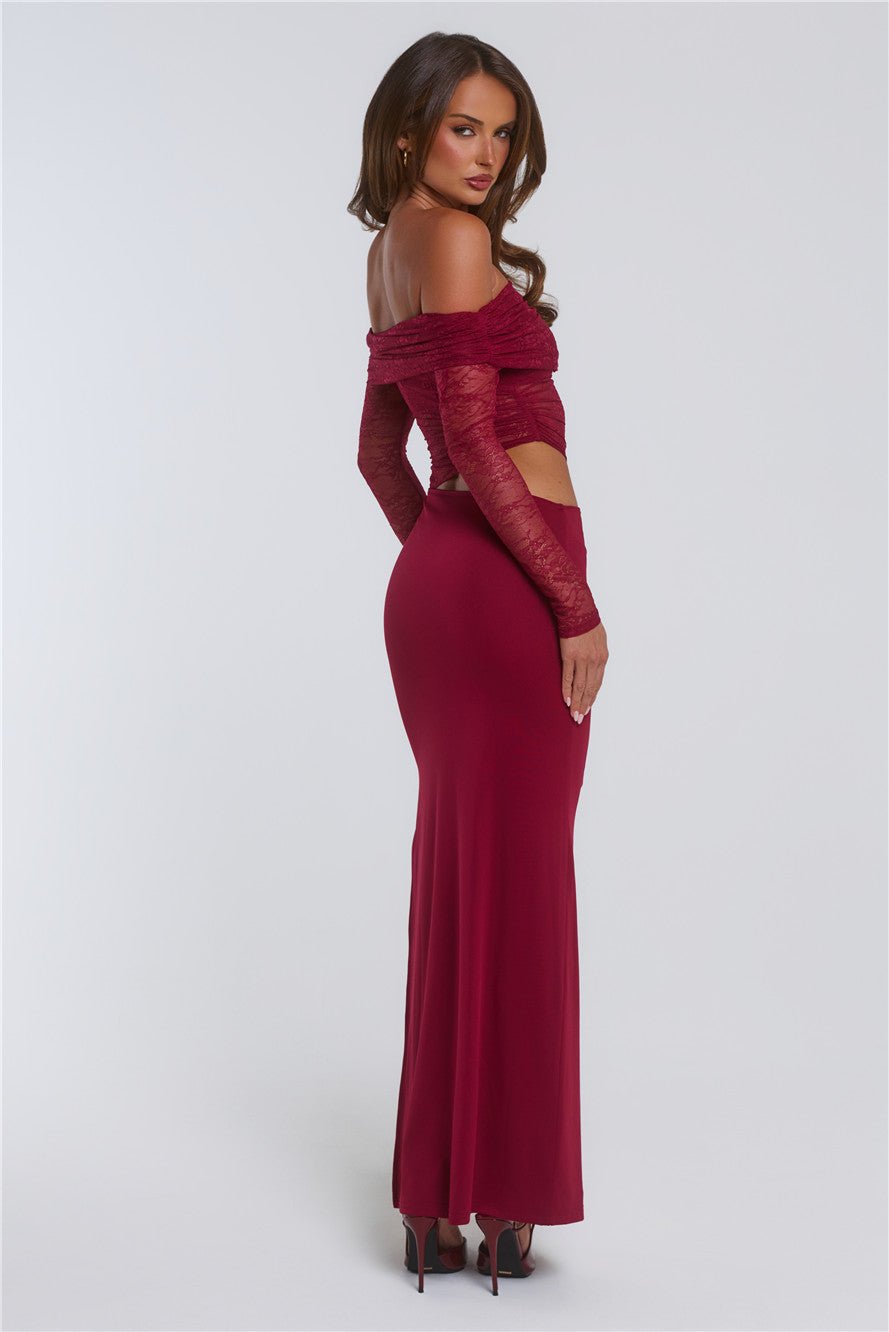 In The Current Strapless Maxi Dress Red - Image 11