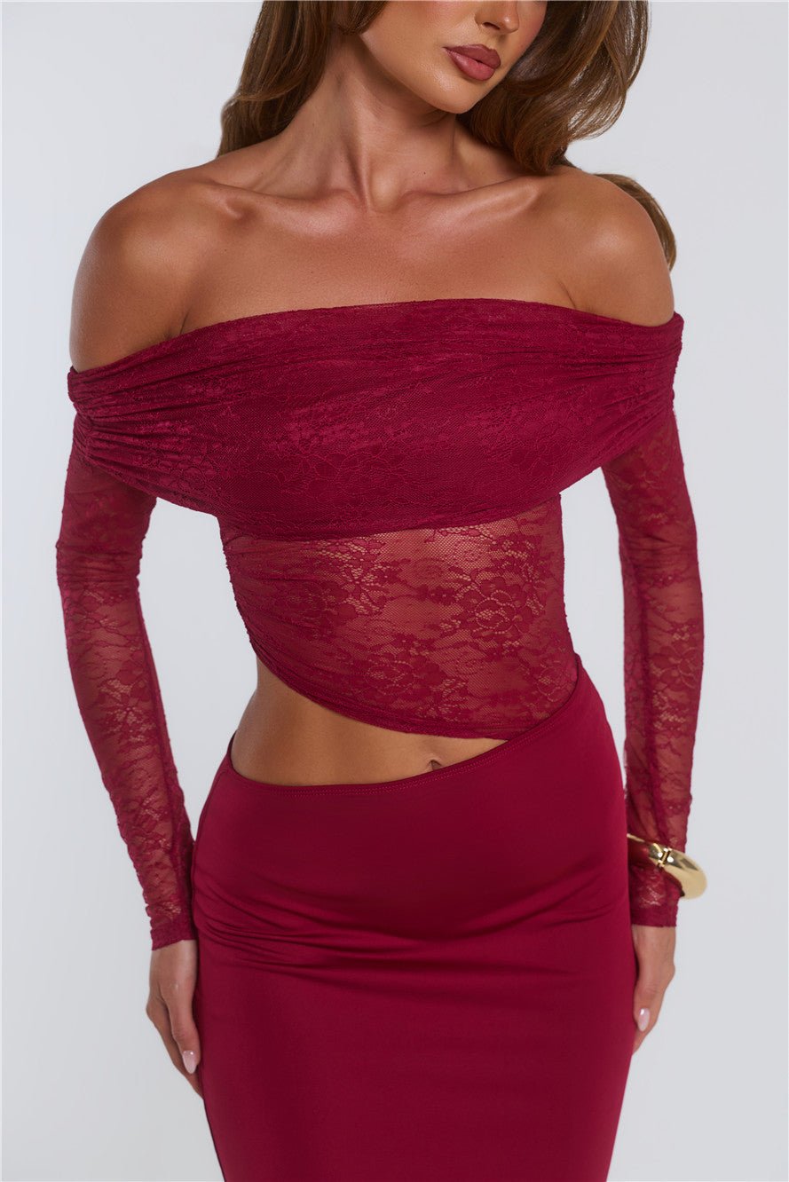 In The Current Strapless Maxi Dress Red - Image 5