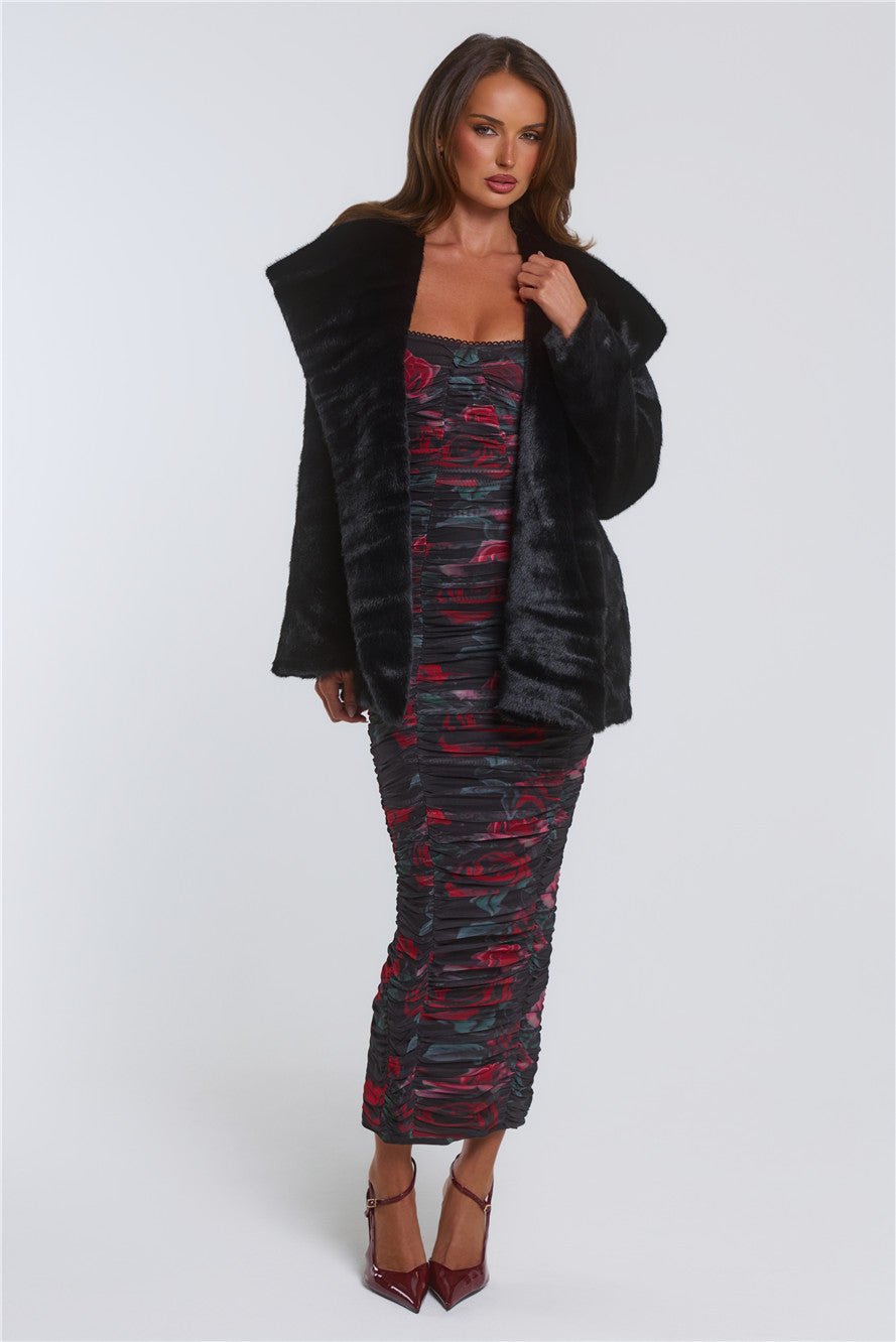 Winter Wonderland Faux Fur Coat Black - Image 4