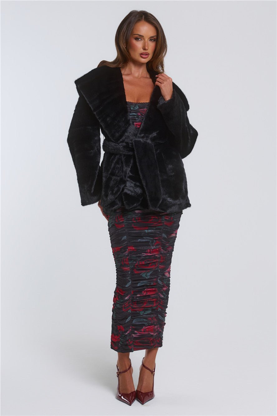 Winter Wonderland Faux Fur Coat Black - Image 6