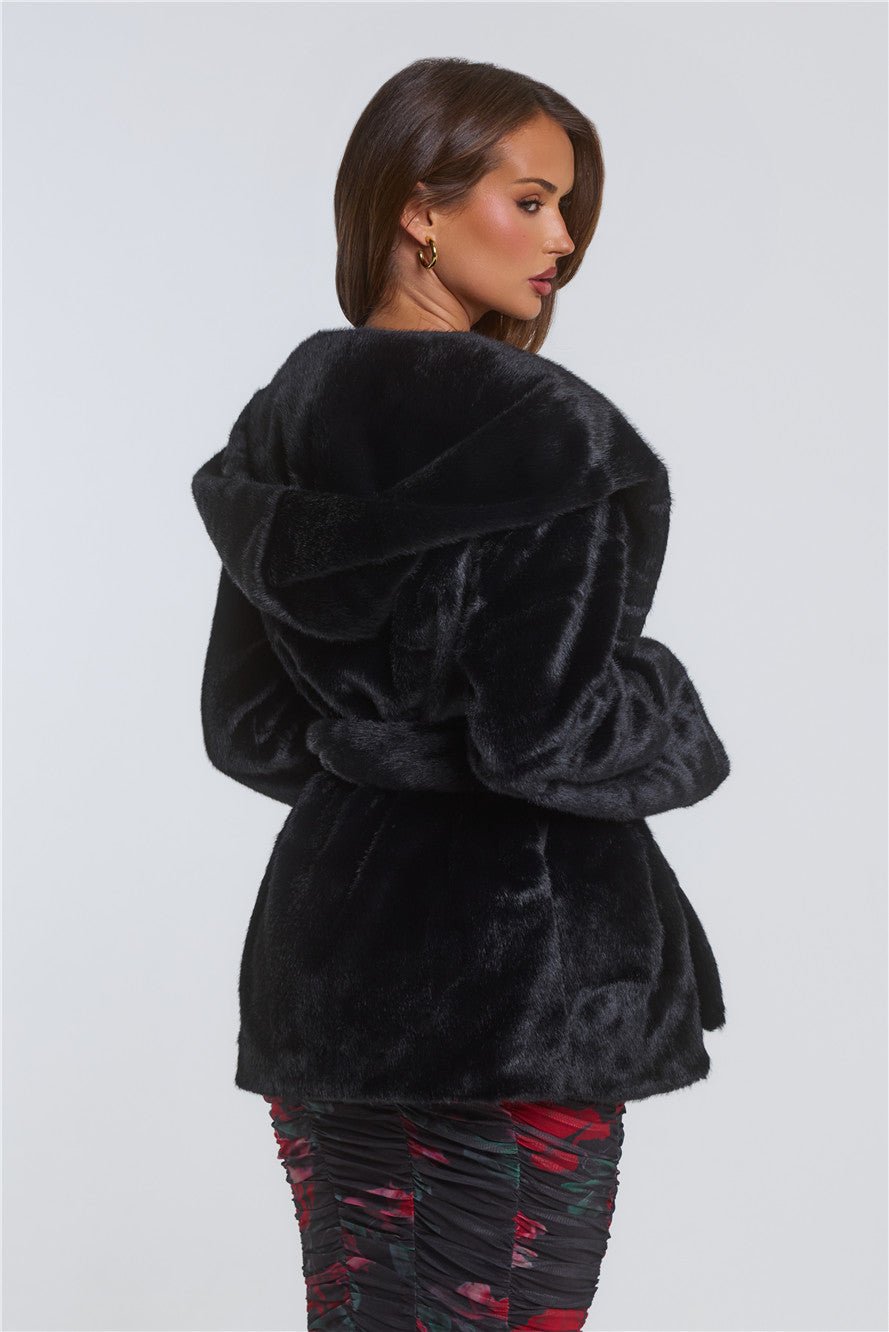 Winter Wonderland Faux Fur Coat Black - Image 7