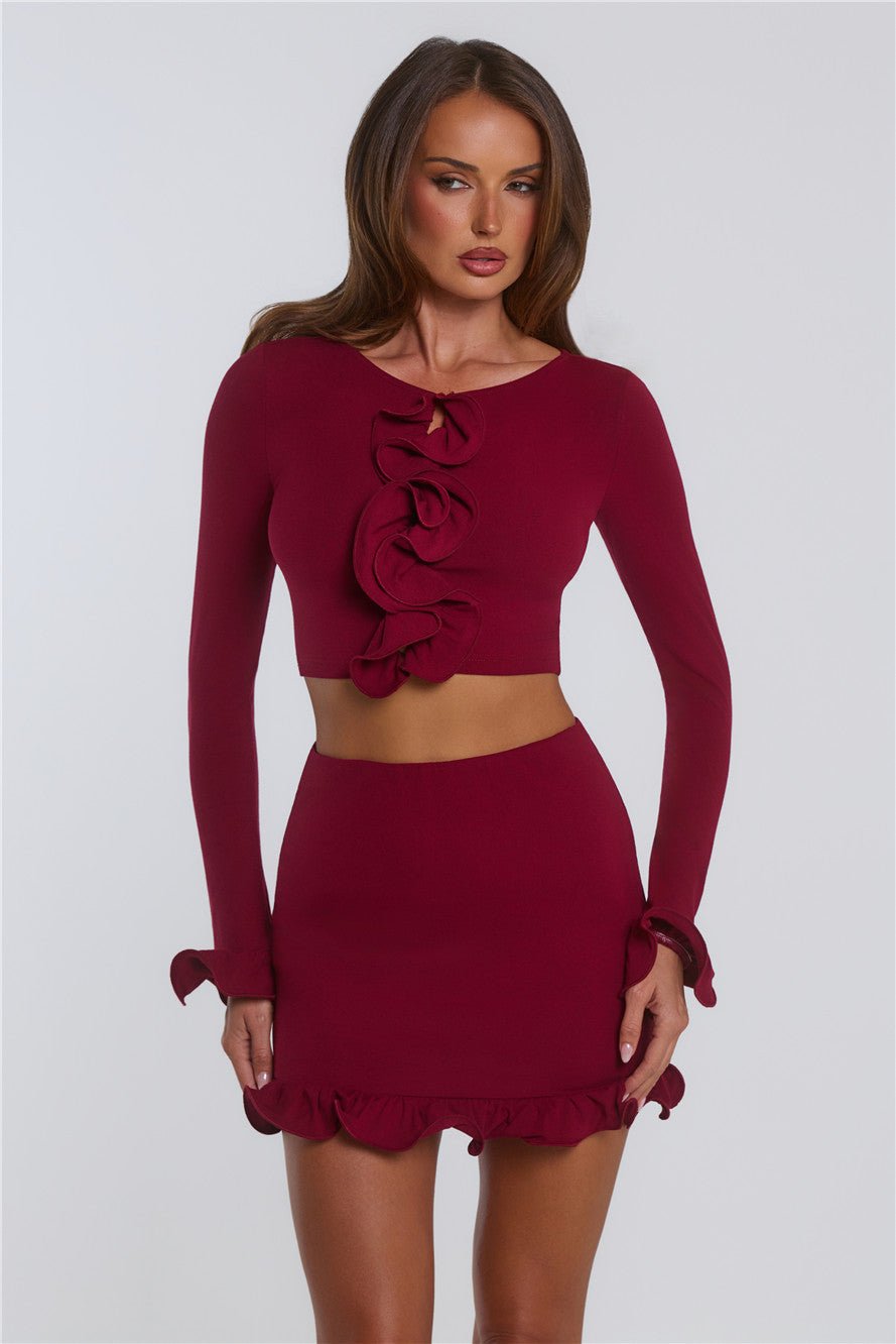 Summer Lush Long Sleeve Crop Top Wine - Image 6
