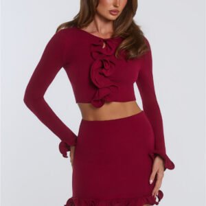 Summer Lush Long Sleeve Crop Top Wine