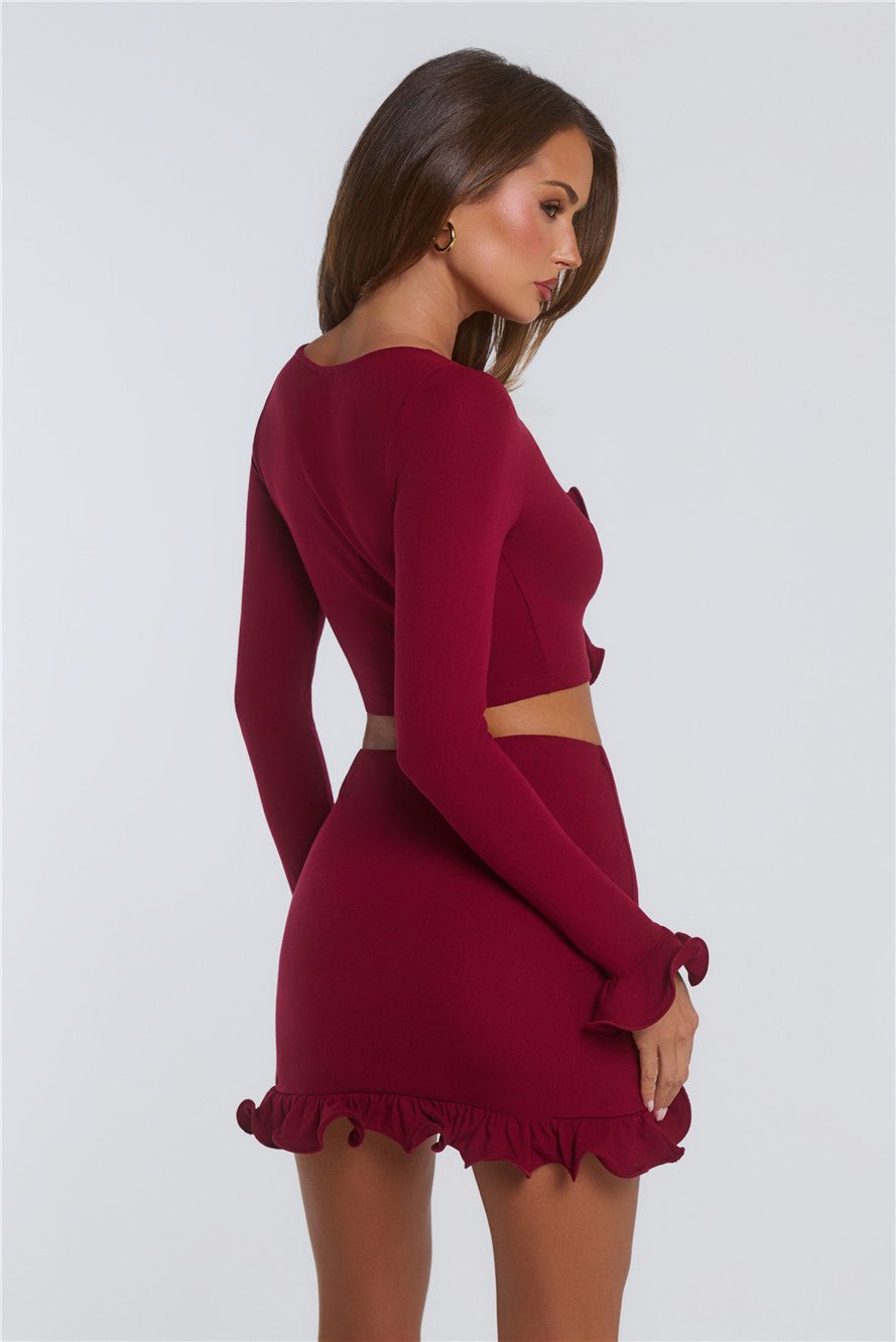 Summer Lush Long Sleeve Crop Top Wine - Image 8