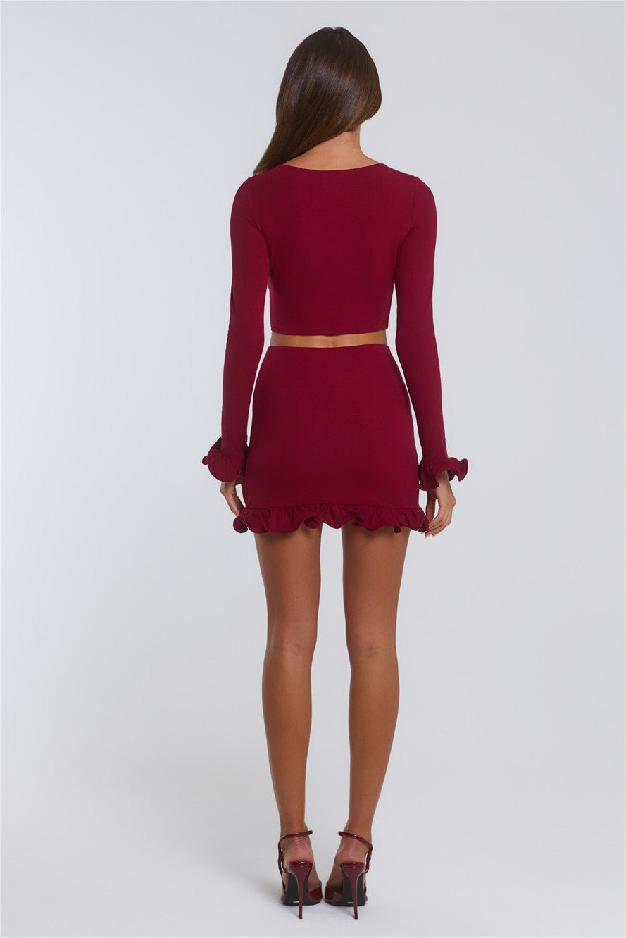 Summer Lush Long Sleeve Crop Top Wine - Image 9