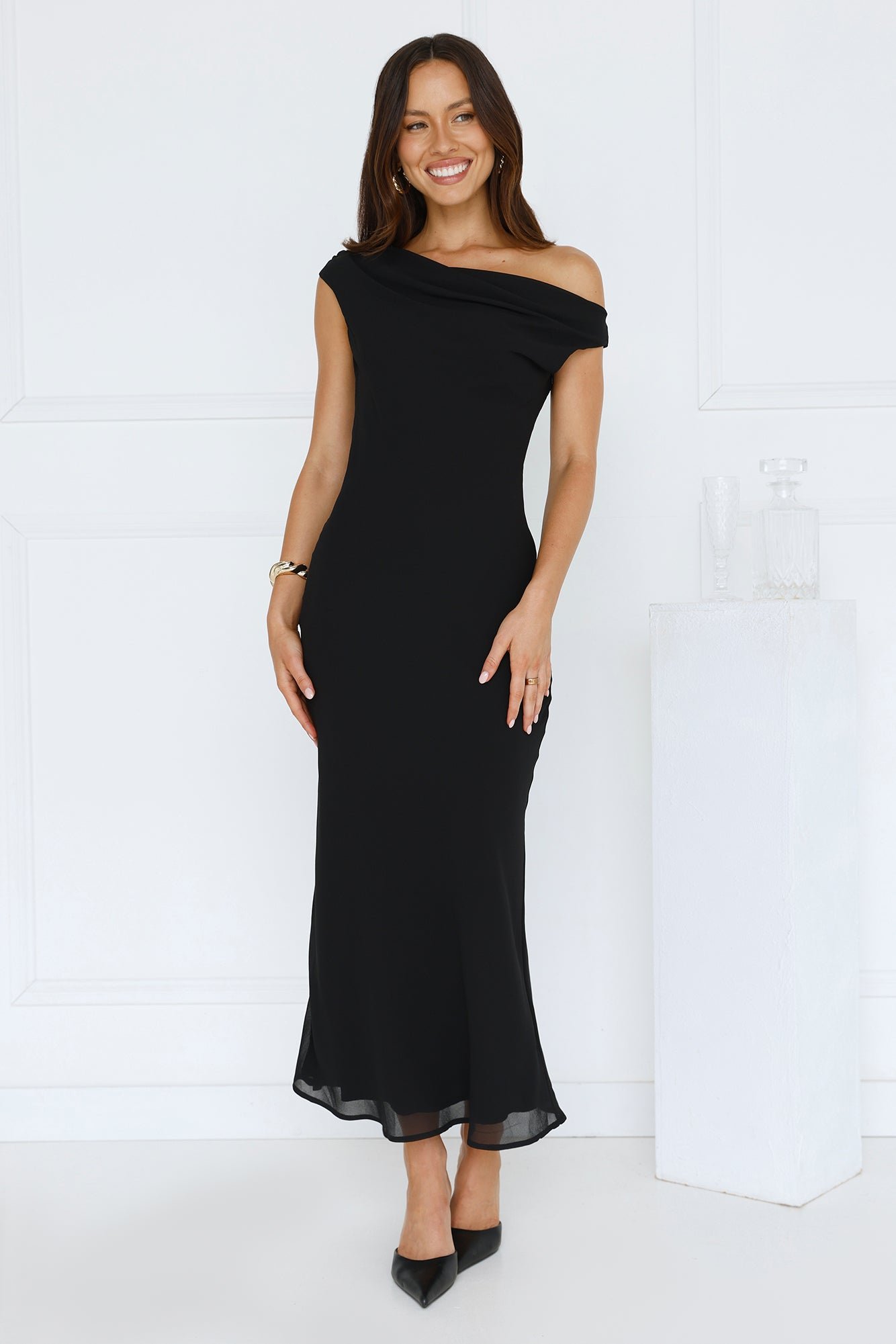 Xenia Off Shoulder Midi Dress Black - Image 2