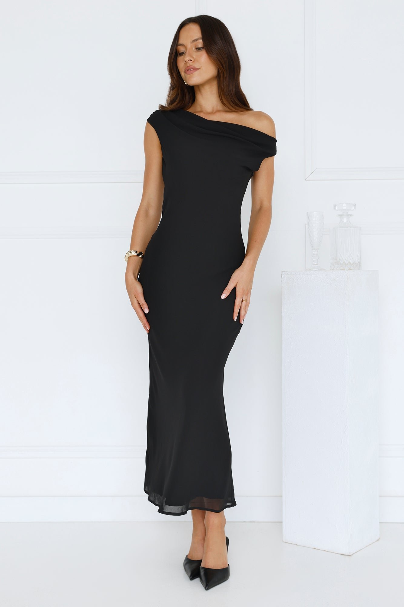 Xenia Off Shoulder Midi Dress Black - Image 3