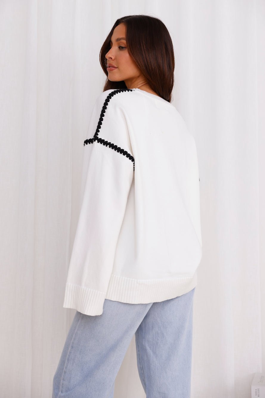 Warm Cottage Knit Sweater White - Image 10