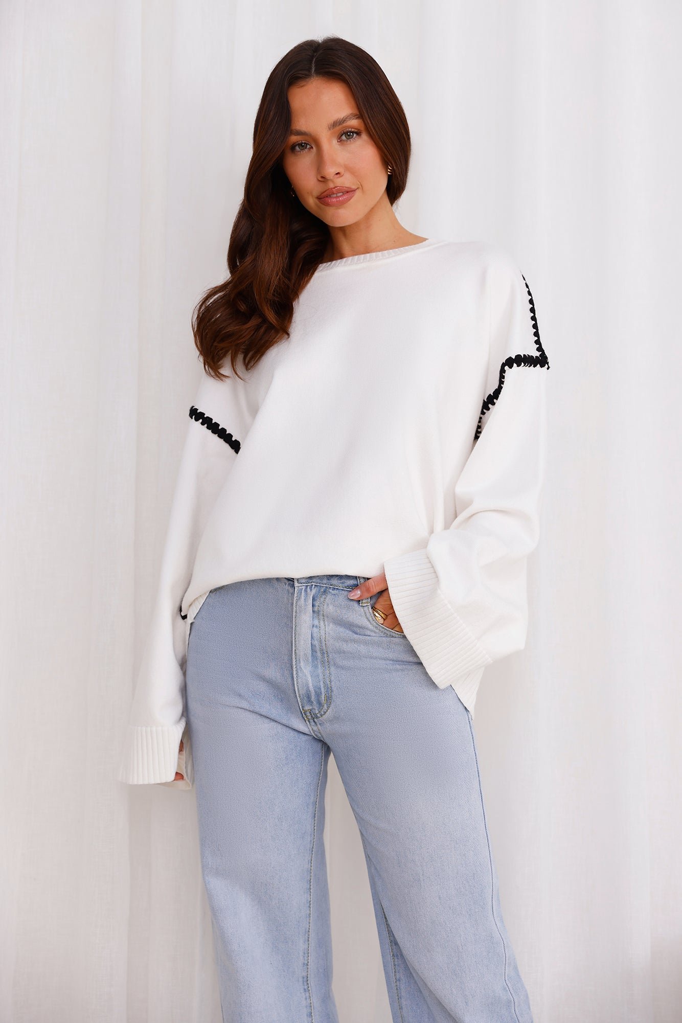 Warm Cottage Knit Sweater White - Image 8