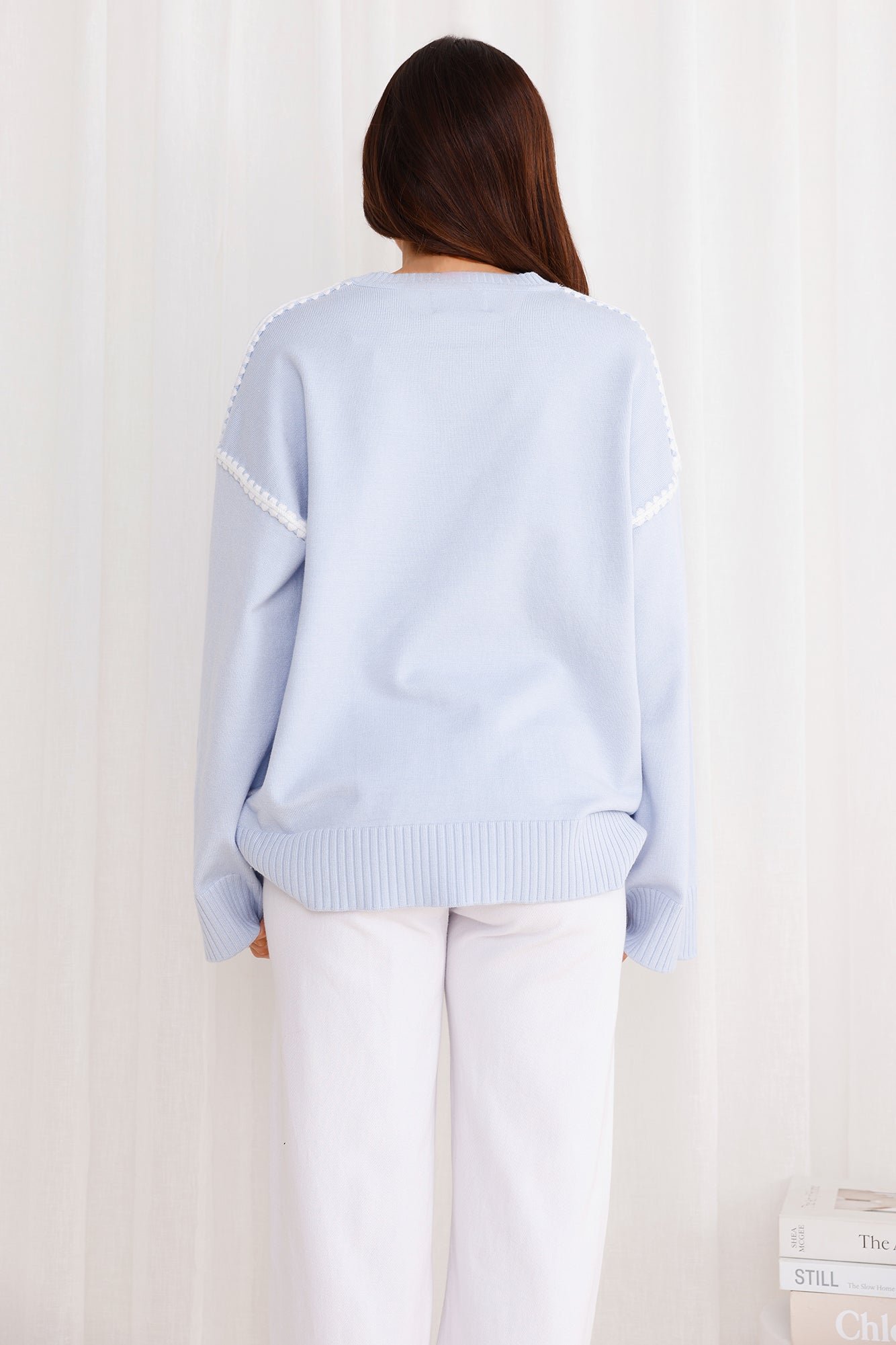 Warm Cottage Knit Sweater Blue - Image 8
