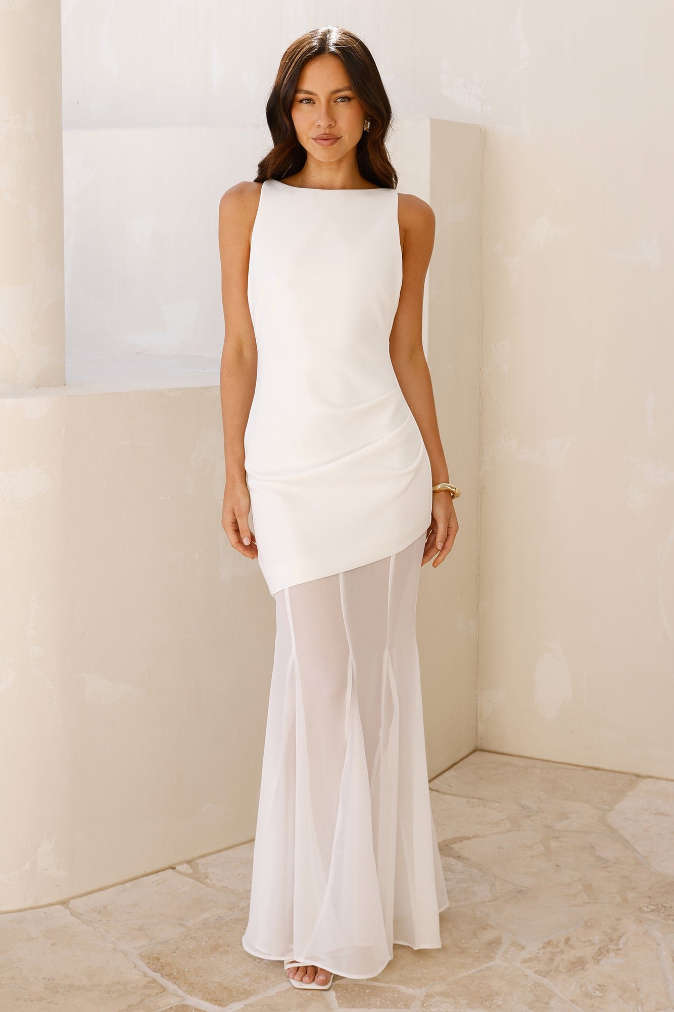 Modern Art Maxi Dress White - Image 5