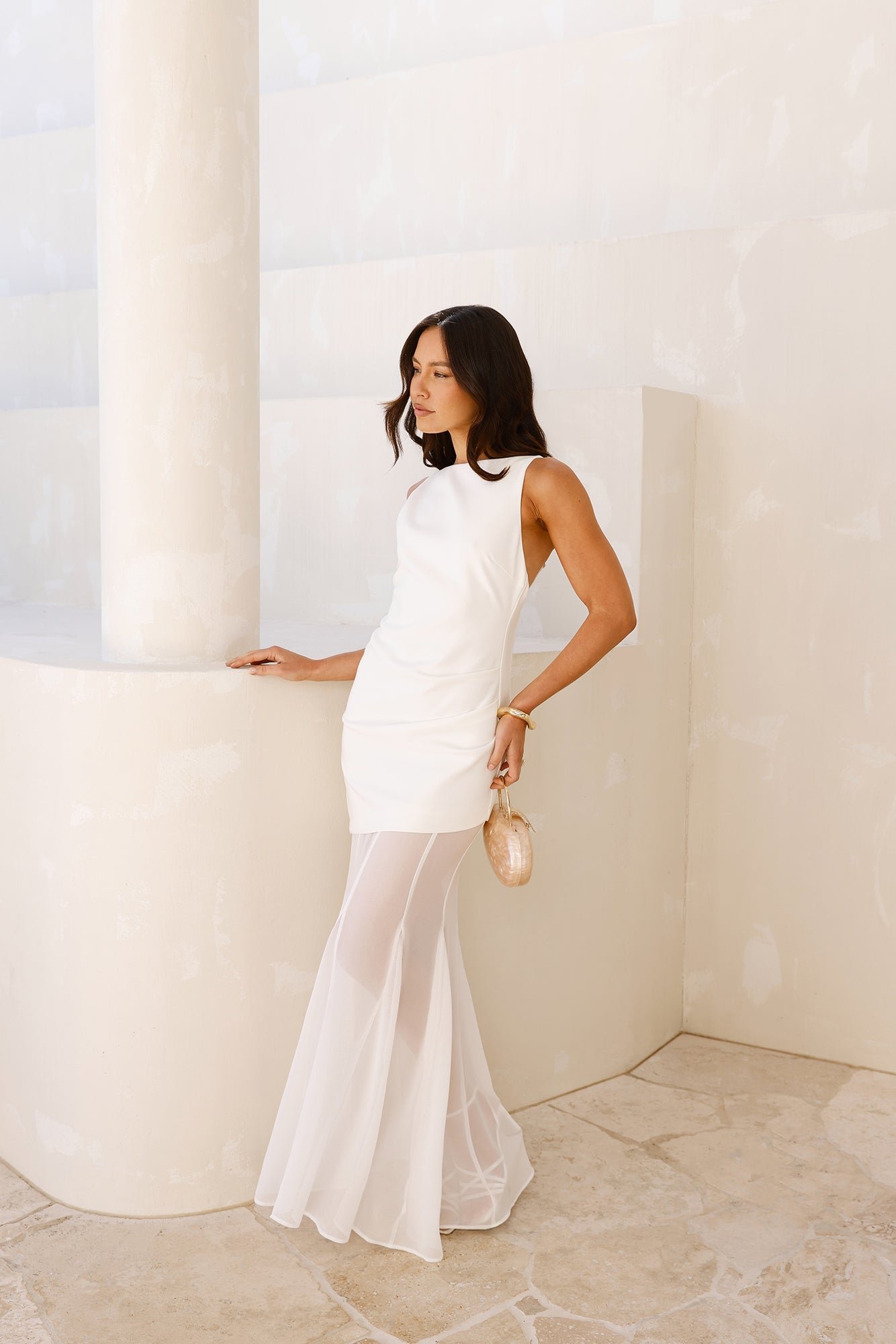 Modern Art Maxi Dress White - Image 4