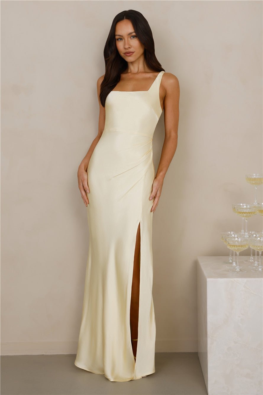 The Evelina Satin Maxi Dress Yellow - Image 12