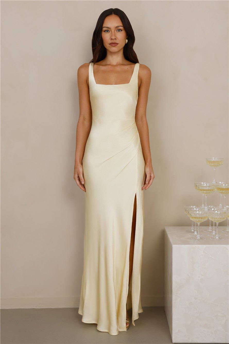 The Evelina Satin Maxi Dress Yellow - Image 4