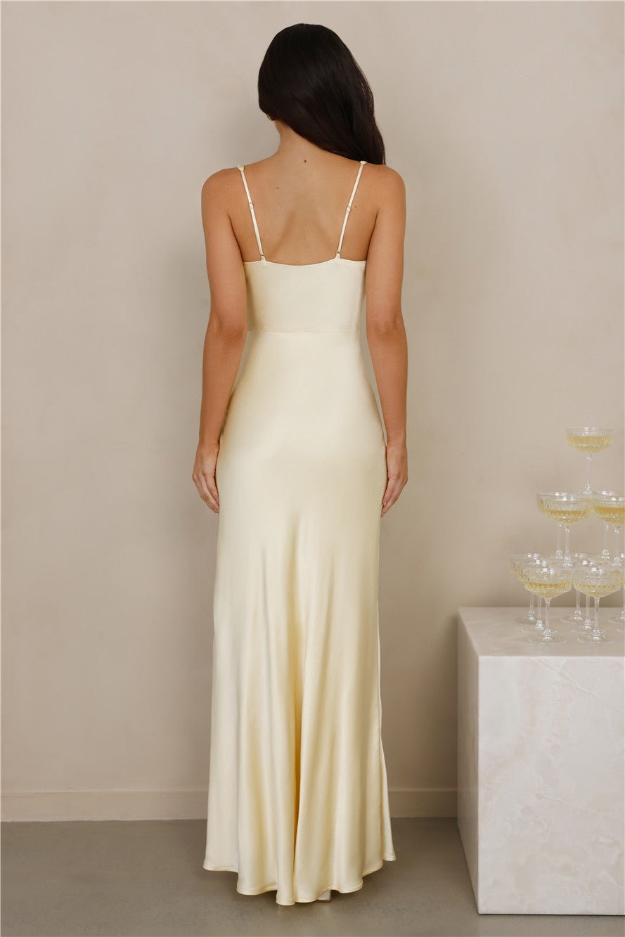 The Evelina Satin Maxi Dress Yellow - Image 11