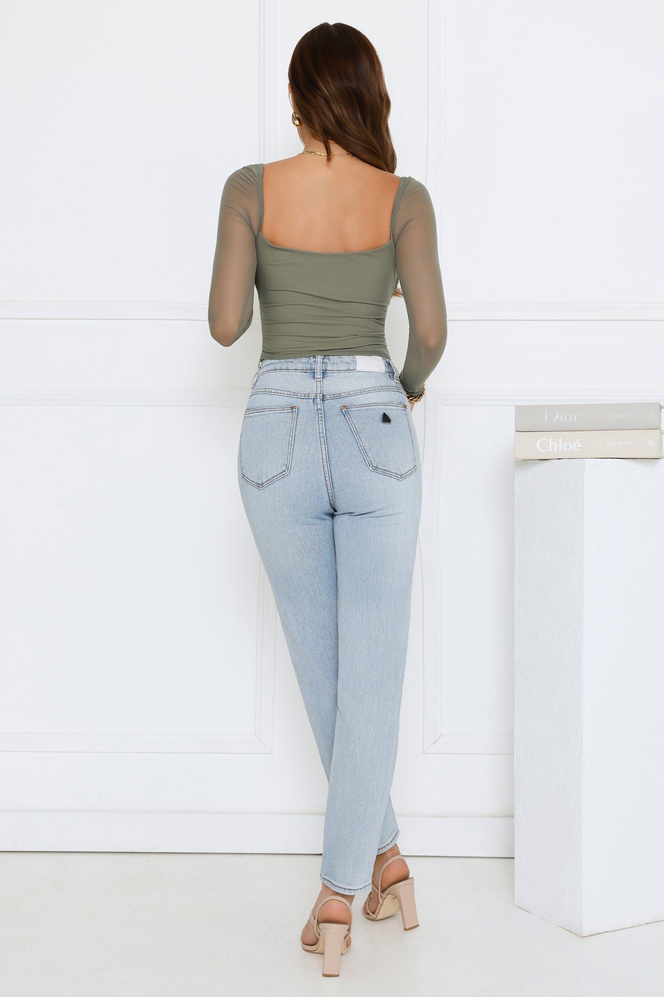 Decadent Style Mesh Long Sleeve Crop Top Sage - Image 6