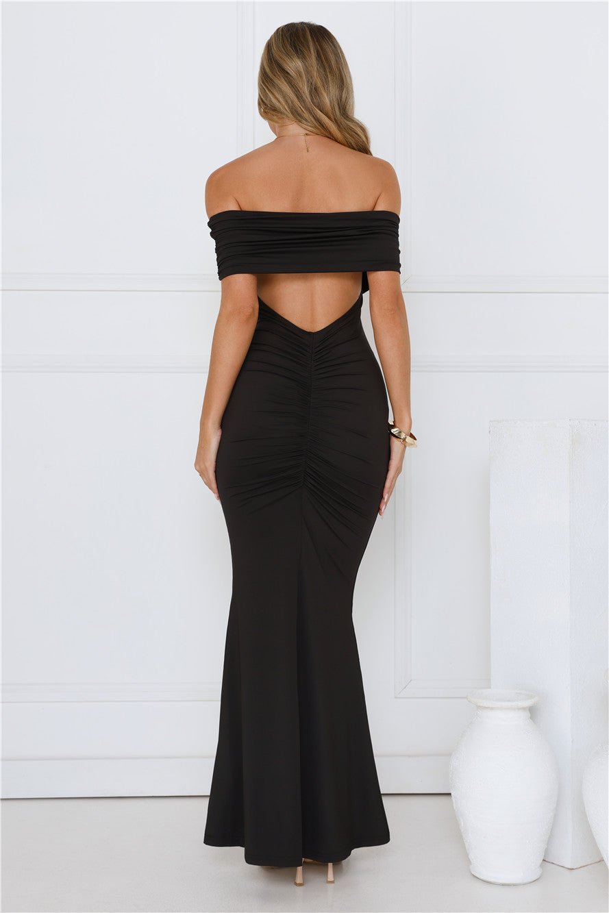 Vibe On Point Off Shoulder Maxi Dress Black - Image 5