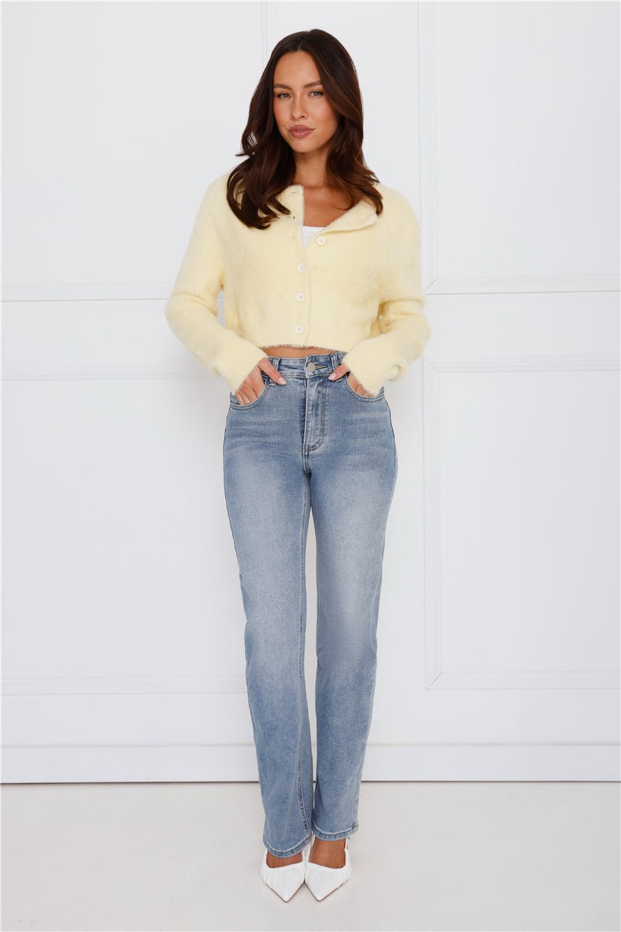 Fuzzy Feelings Knit Cardigan Yellow - Image 3