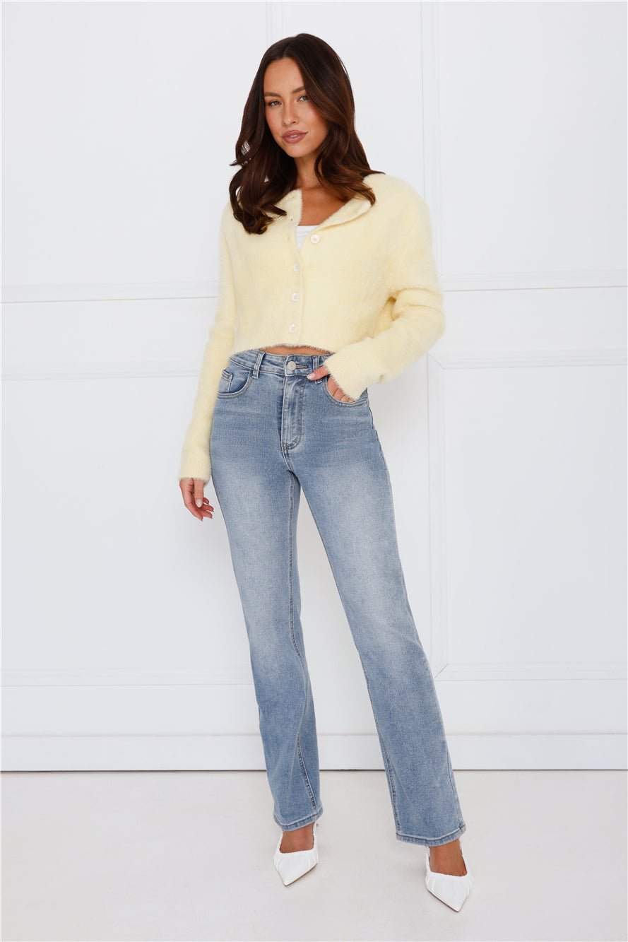 Fuzzy Feelings Knit Cardigan Yellow - Image 6