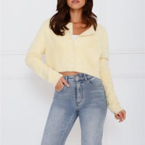 Fuzzy Feelings Knit Cardigan Yellow